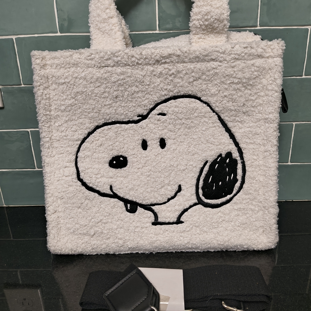 White  Sherpa Snoopy Tote Bag